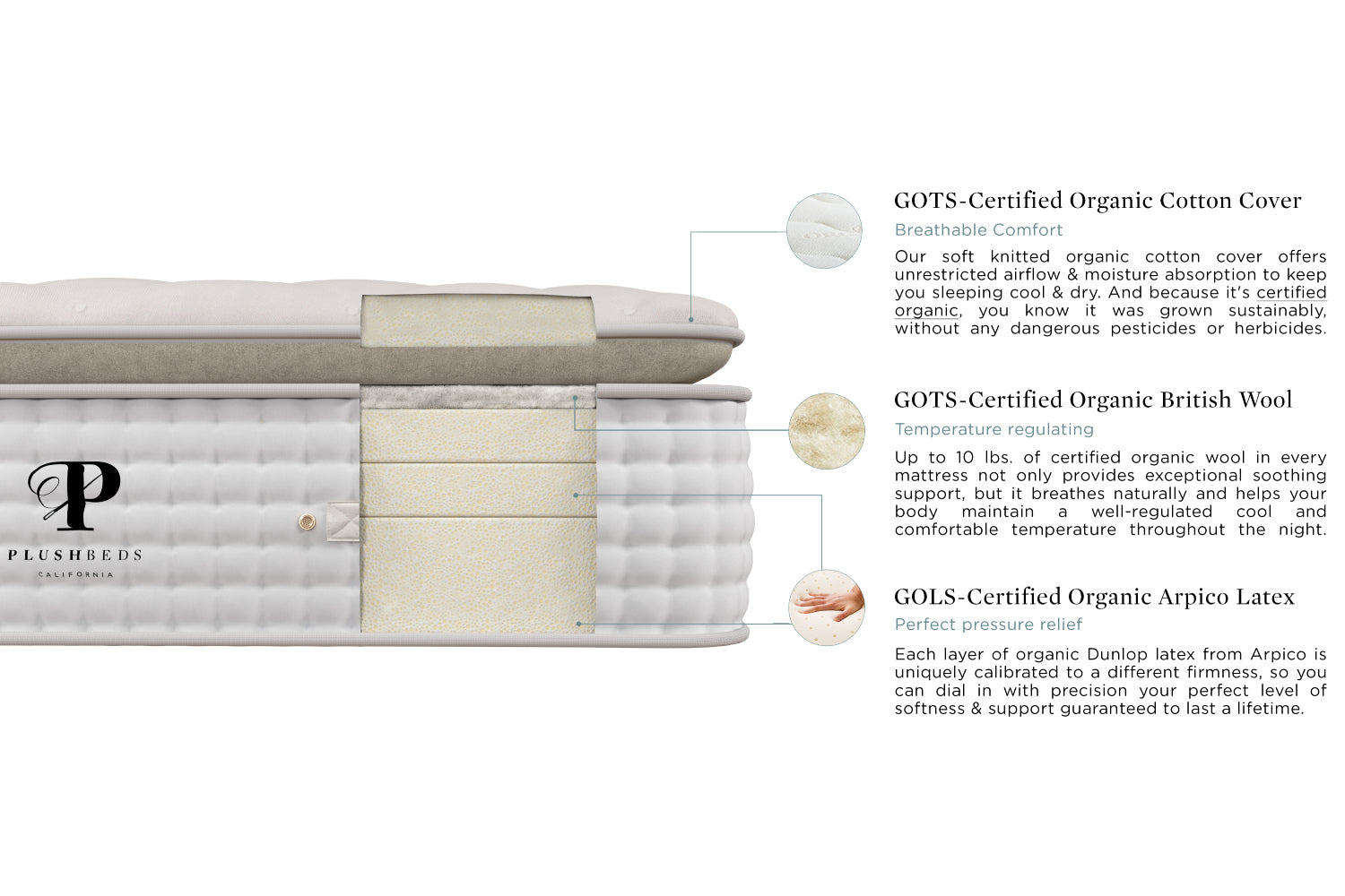 PlushBeds Organic Bliss Pillowtop 14" Organic Mattress
